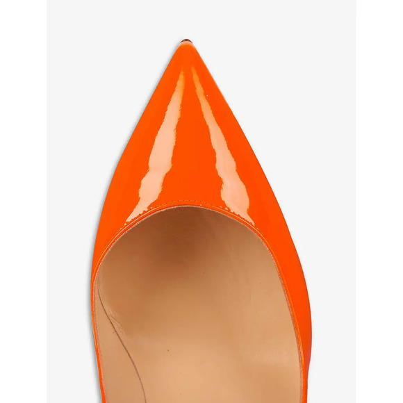 Christian Louboutin Hot Chick 100 Patent Fluo Fizz Orange Neon Heel Pump 36.5 - Picture 6 of 12